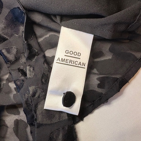 NWT Good American 2 (M) Long Sleeve Tie Front Black Leopard‎ Burnout Blouse - Picture 7 of 9